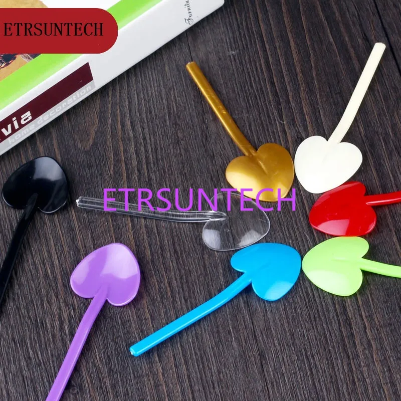 2000Pcs/Lot Disposable Colorful Spoon Heart-shaped Shovel Love Spoon Dessert Spoon Ice Cream Spoon Wholesale LX0128