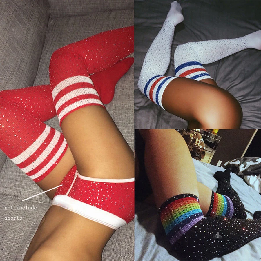 Damskie diamenty Miękka dzianina na kolanach Wysokie zimowe ciepłe długie skarpetki zakolanówki ingerie
