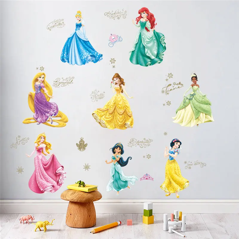 Cartoon Cinderalle Snow White Princess Wall Stickers For Kids Room Home Decoration Diy Girls Decals Anime Mural Art Movie Poster