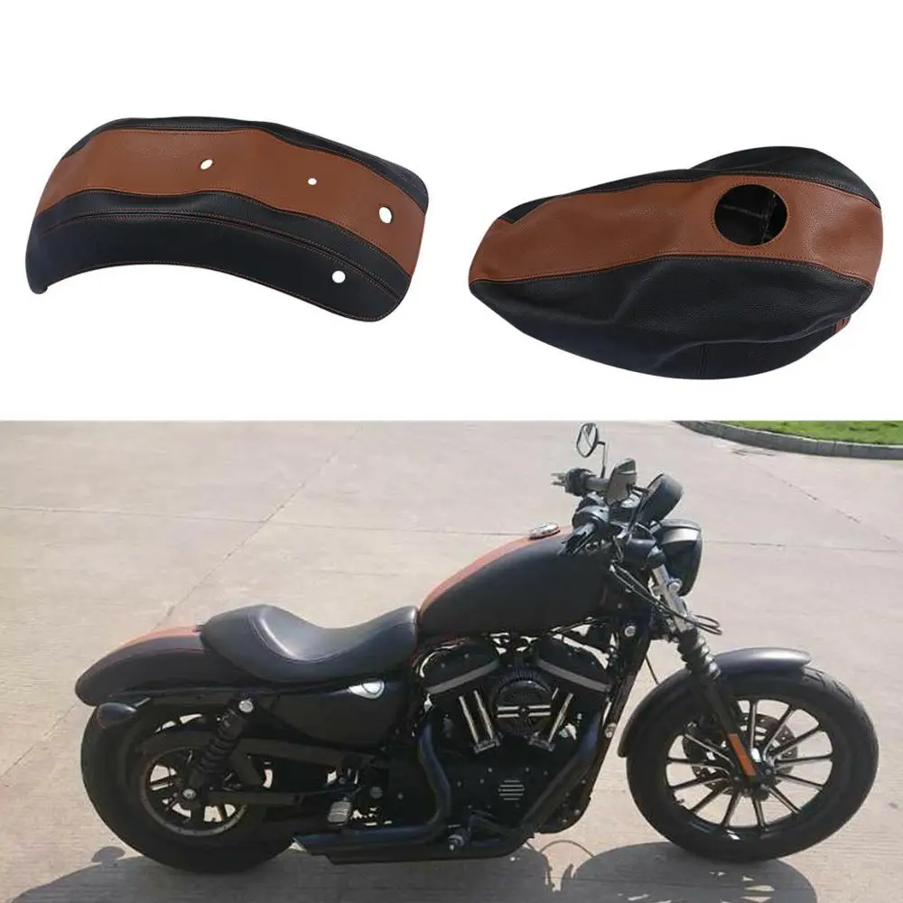 Motorcycle Geniune Leather Gas Tank Cover Fender Protector For Harley Sportster 883 2009-11 2010