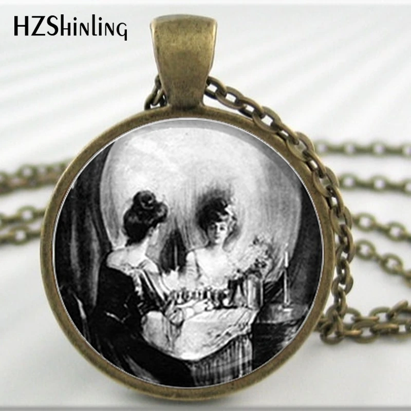 HZ--A379 بالجملة زجاج قبة مجوهرات الجمجمة قلادة الجمجمة مجوهرات الزجاج عقد عنق بحجر مصقول الفن هدية للنساء أو الرجال HZ1 #3