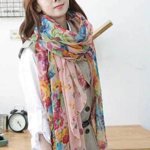 Fashion Women Flower Floral Print Soft Long Wrap Scarf Stole Shawl Xmas Gift