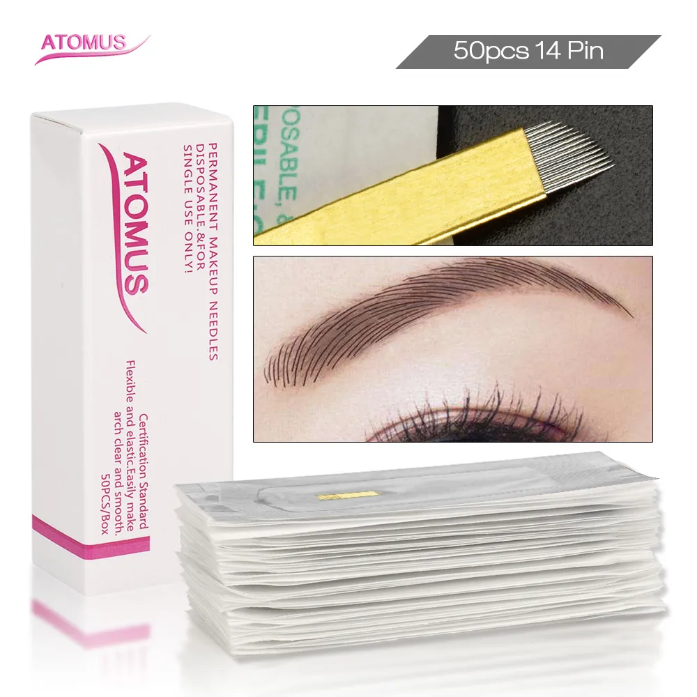 

50pcs Tattoo Blade PCD 14pin Agujas Para Microblading Aiguille Tatouage Tattoo Needle Micro Blading Supply Tattoo Micro Needling