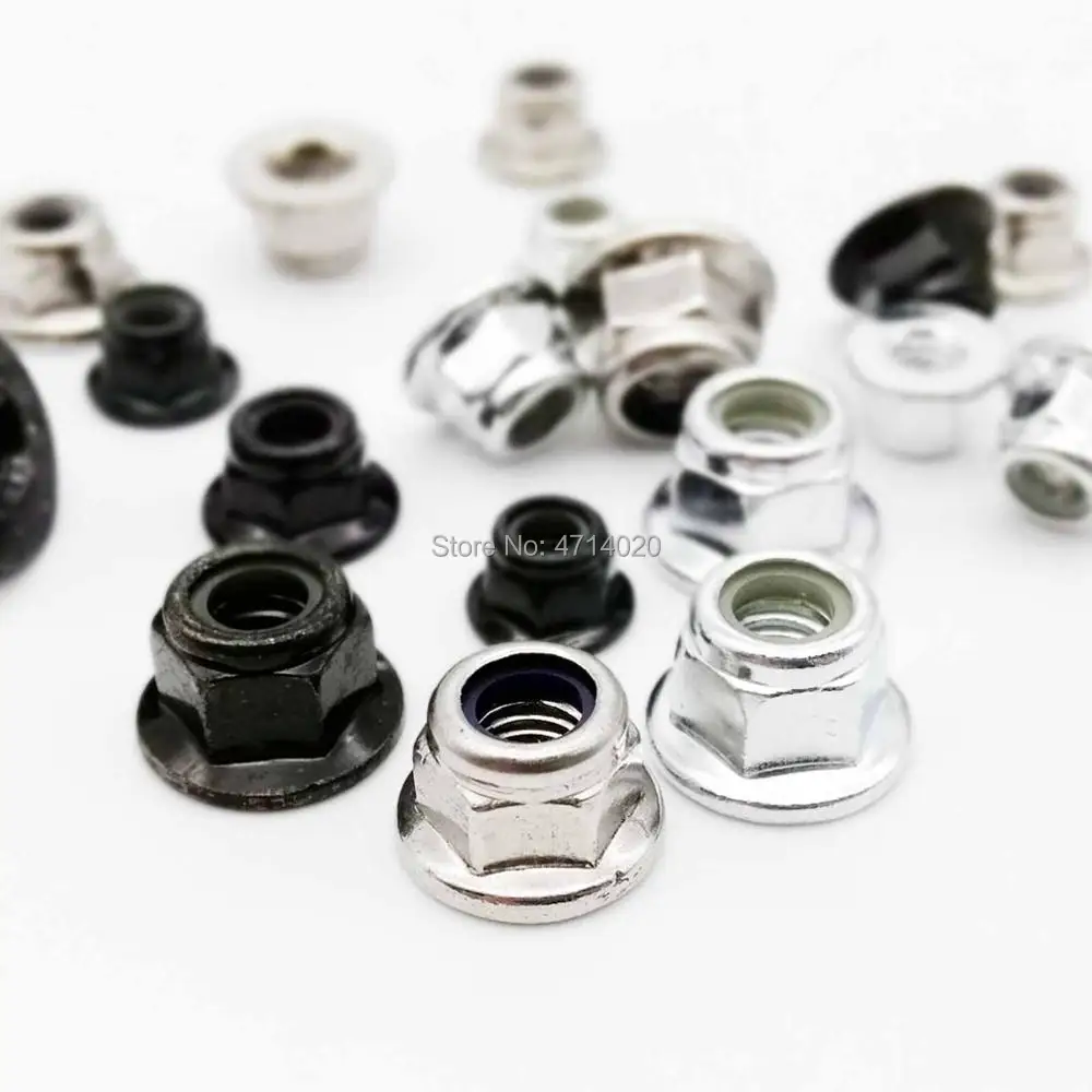 HZYUEGOU M3 M4 M5 M6 M8 M10 M12 Schwarze Kohlenstoff-304-A2-Edelstahl-Sechskant-Flansch-Nylon-Einsatz-Sicherungsmutter Selbstverriegelnde Nylock-Sicherungsmutter – Detail 3