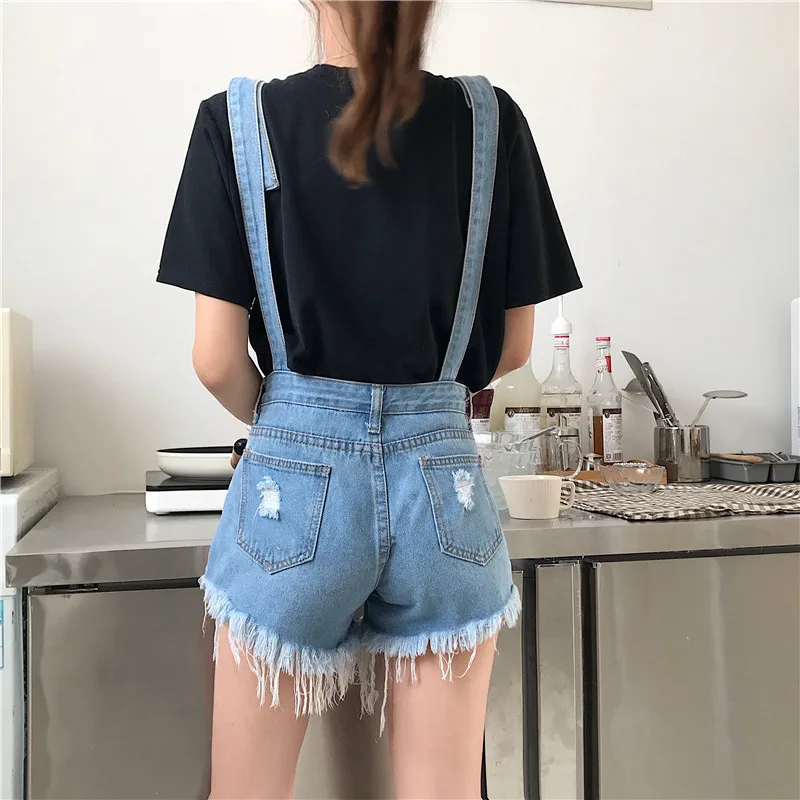 Women\'s Denim Overalls, Female Jumpsuit, Denim Rompers, Playsuit, Straps, Shorts, Fashion