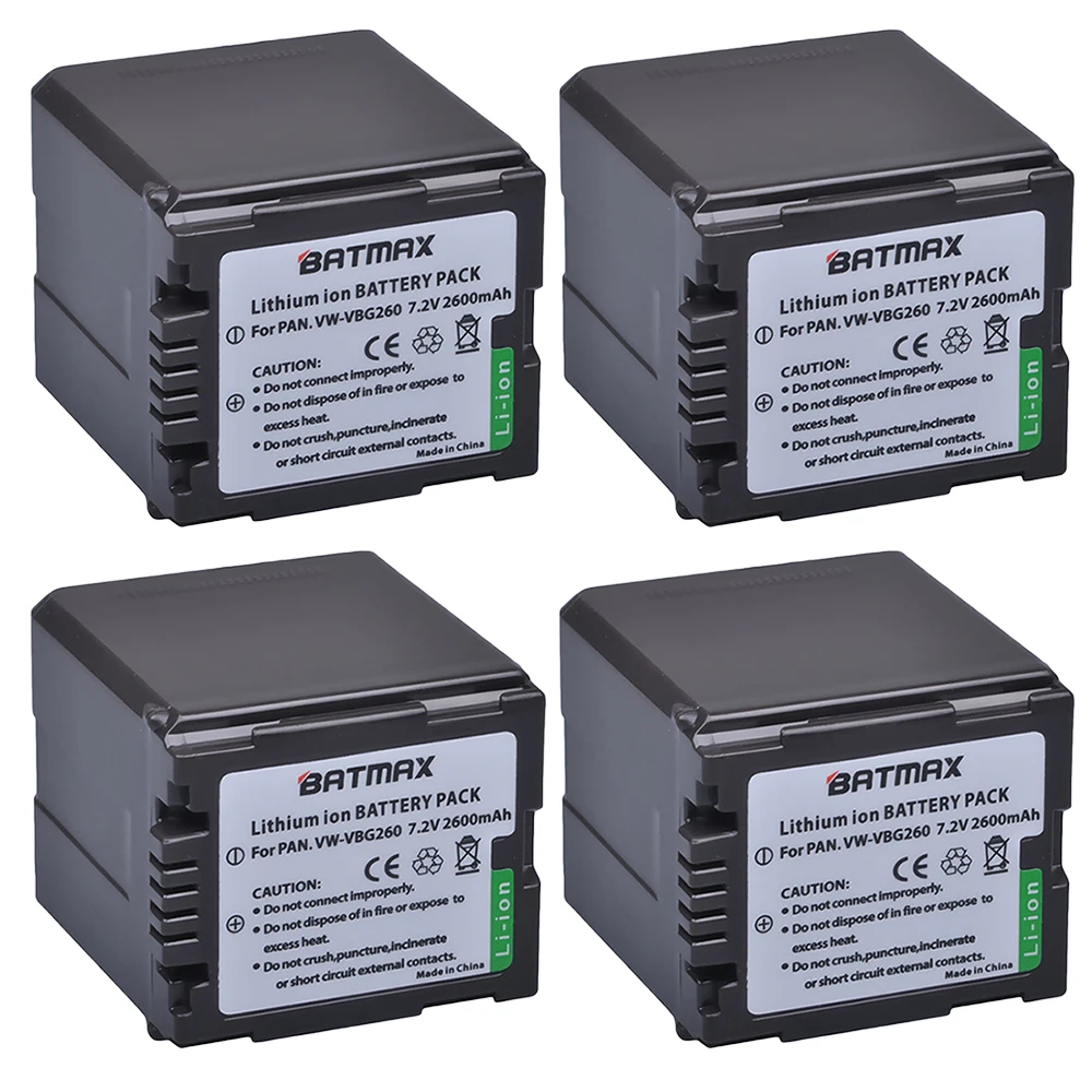 

4Pcs VW-VBG260 VW VBG260 VWVBG260 VW-VBG130 VW VBG130 Rechargeable Li-ion Battery for Panasonic HS250 SDR-SD7 HDC-MDH1 Cameras