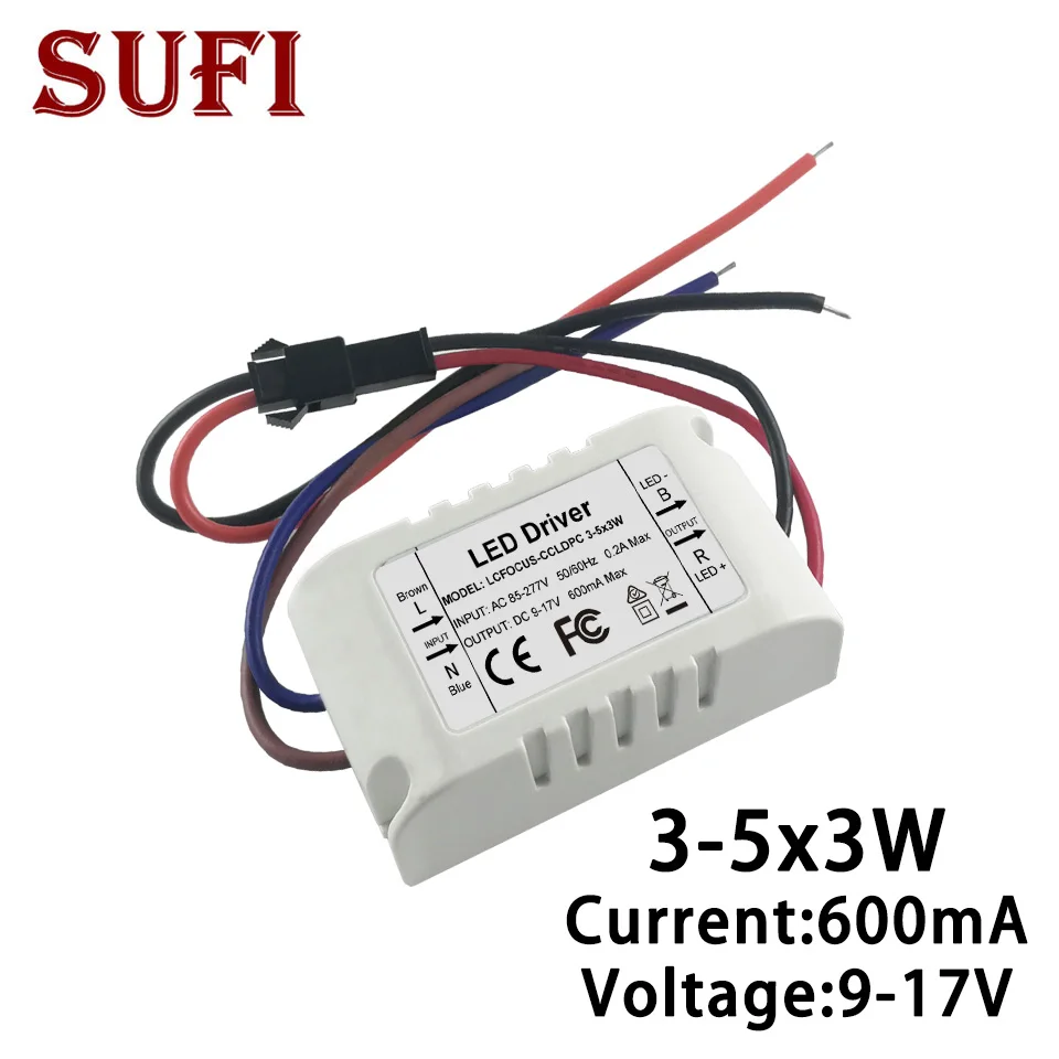 externa led driver w 12 w w saida de 15 dc917v 600ma iluminacao transformadores de corrente constante da fonte de alimentacao 35x3w 01