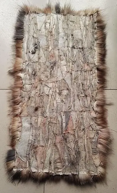 Low price complex pattern of fox plate/ woven style of fox fur blanket