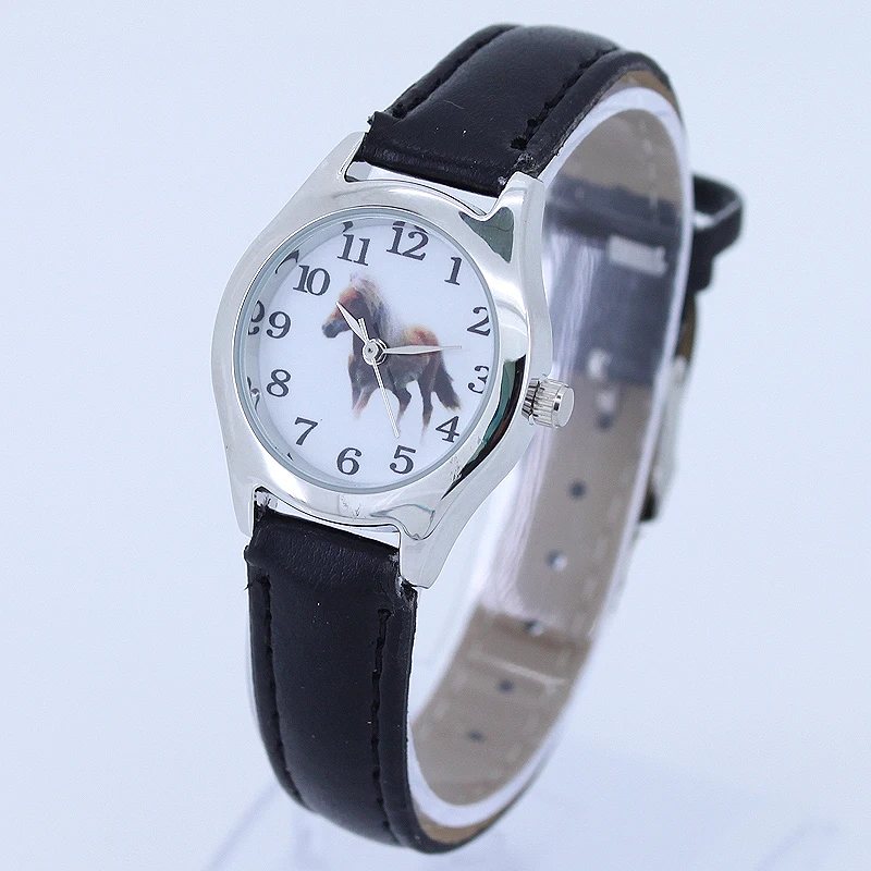 10 قطعة/الوحدة ، السائبة الكرتون الساعات جميلة فتاة صبي الأطفال هدية الحصان الجلود الكوارتز طالب الاطفال الحيوان ساعة اليد U11M