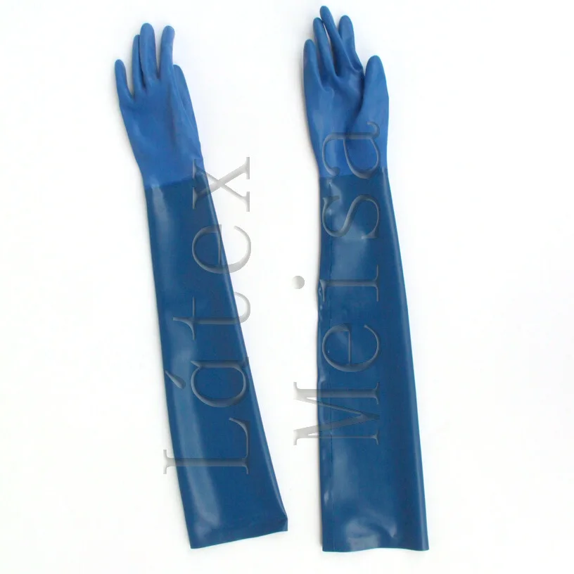 100% natural long five latex gloves  in blue color for adults