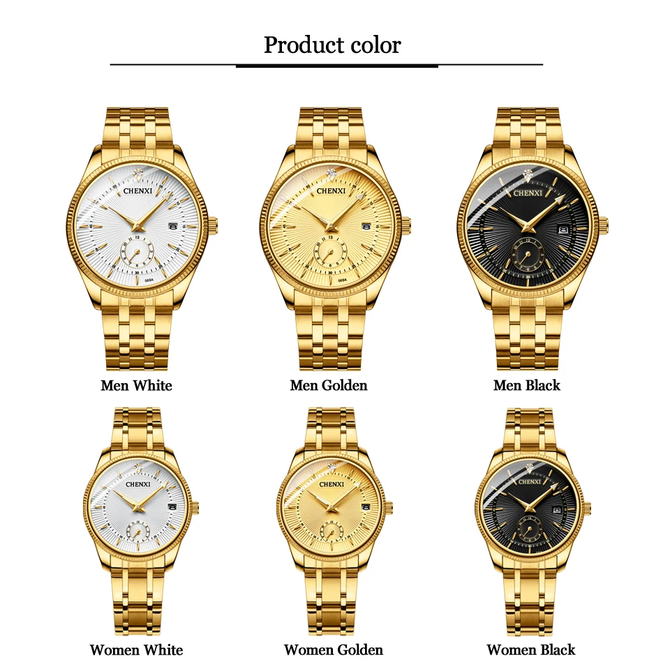 CHENXI Hot Fashion Creative Watches Women Men Quartz Watch Golden lovers\' Wristwatches Luxury Clock Brand Watches relojes hombre