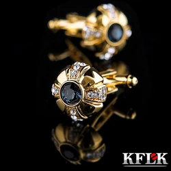 KFLK Jewelry shirt Fashion cufflink for mens Brand Crystal Cuff link Male Luxury Wedding Button High Quality