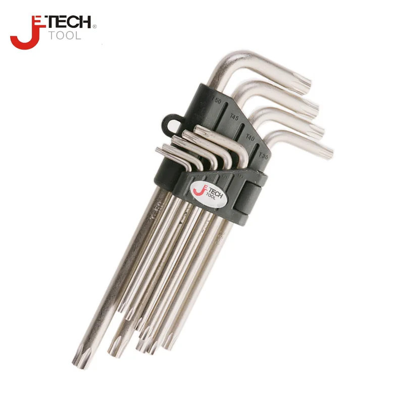 

Jetech 9pcs long torque star key kits torx wrench set torx t10 t15 t20 t25 t27 t30 t40 t45 t50 with hole multifunctional L keys