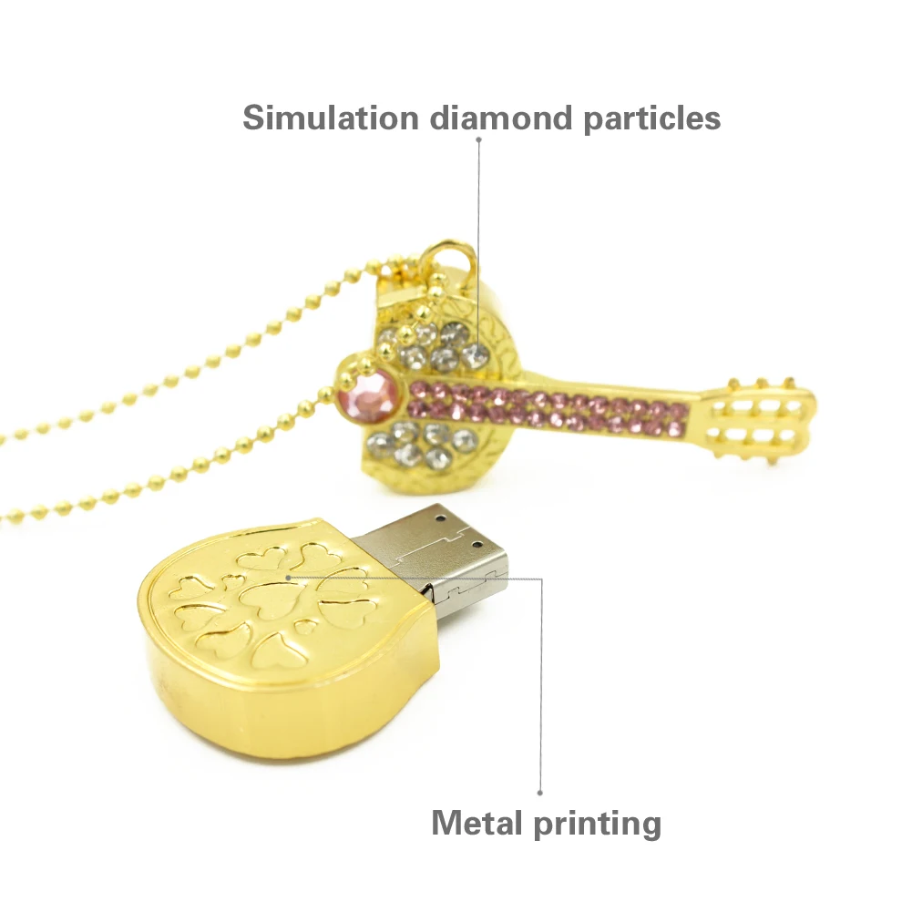 100% メタルUSBフラッシュドライブ,フルメタルペン,8GB,16GB,32GB,64GB u,クリスタルギター,ペンドライブ