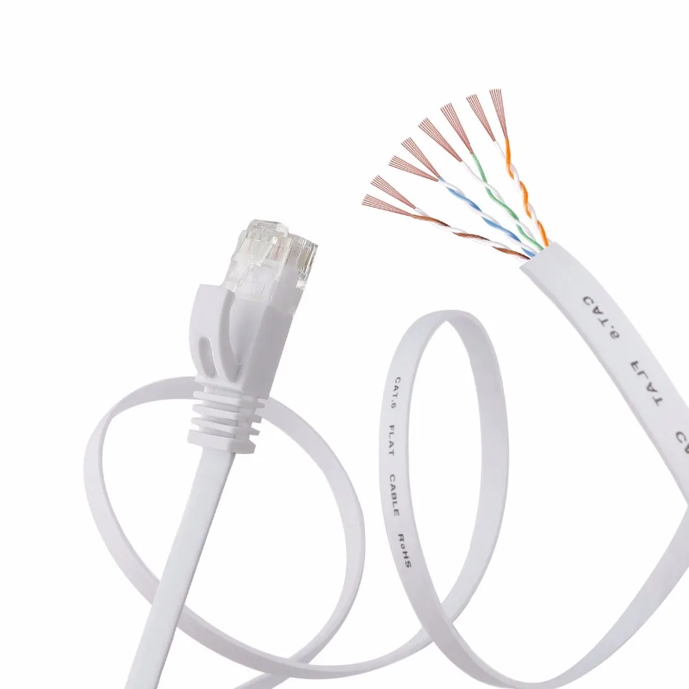 20M  Pure copper wire CAT6 Flat UTP Ethernet Network Cable RJ45 Patch LAN cable white color