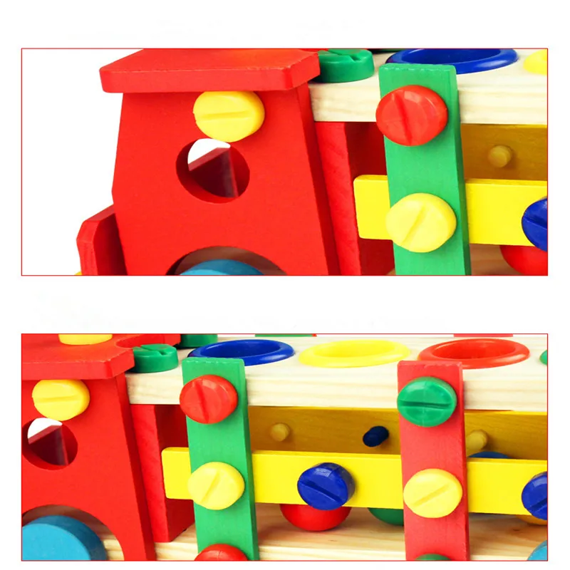 New multifunctional Educational Wooden Toy Disassembly Screw Nut Vehicle Car Knock Ball Developmental Baby Puzzle Toys Gift