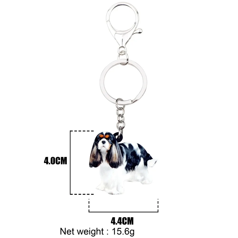 WEVENI Acrylic Cavalier King Charles Spaniel Dog Key Chains Keychains Rings Jewelry For Women Girls Gift Purse Charms Animal Hot