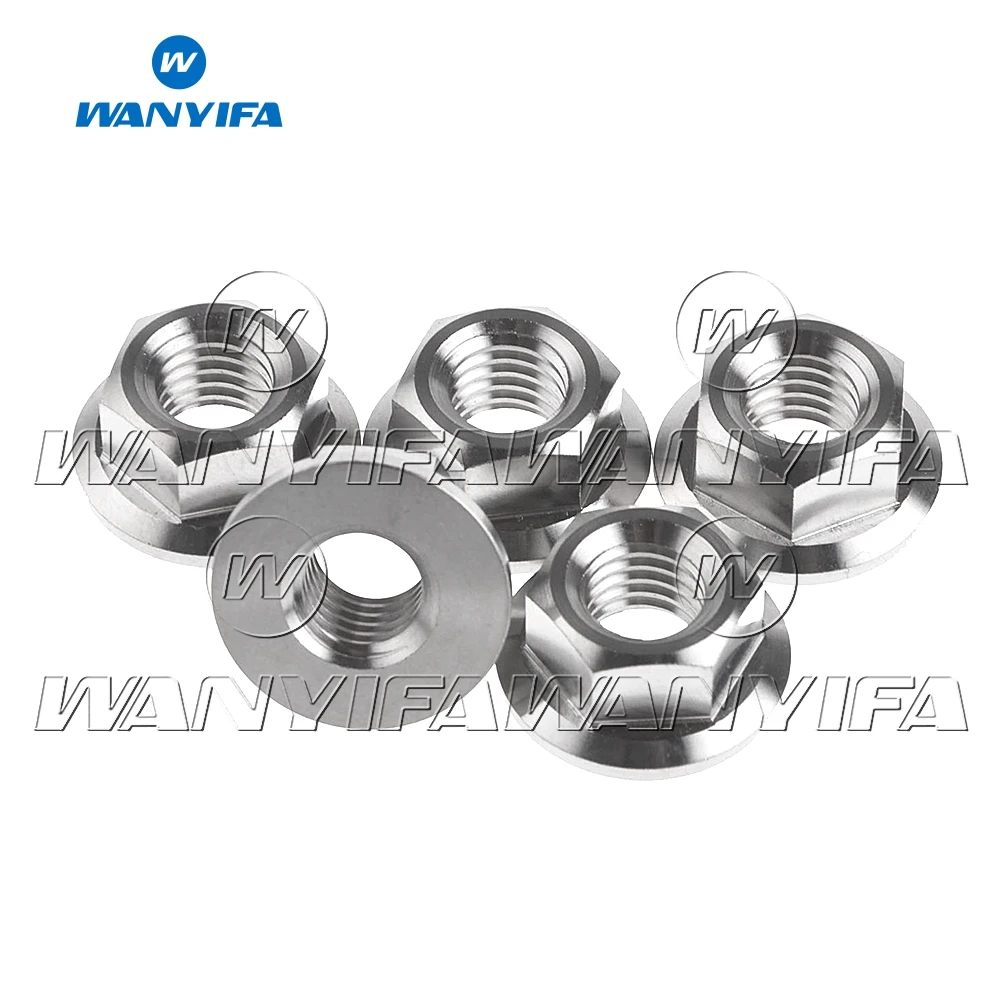 Wanyifa Titanium Nut M10 x 1.0 1.25 1.5 Sprocket Flange Nut for Honda/Suzuki/Yamaha 5pcs/lot