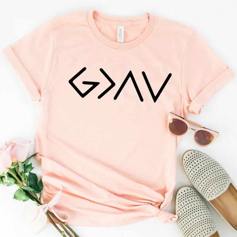 God Is Greater Than The High And The Lows T-shirts Men Women Religious Faith Christian Tees Tops Summer Tumblr Graphic Tshirt