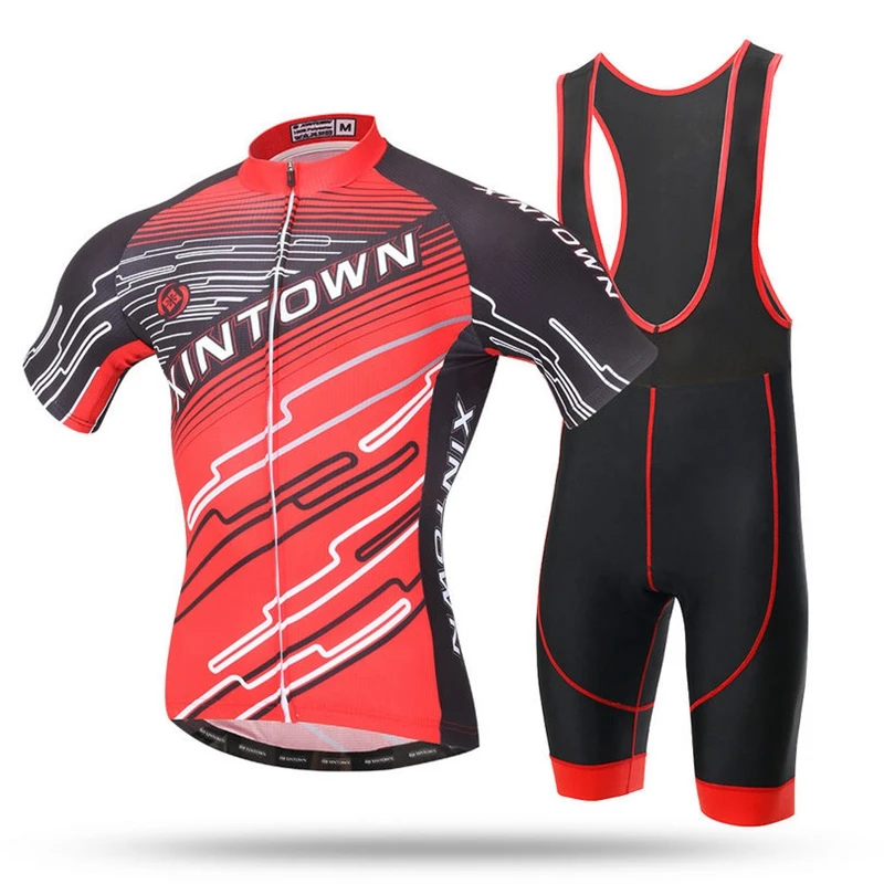 XINTOWN Pro mtb Cycling Jersey Bib Shorts Sets Men Cool Red Bike Clothing Suits Male Team Bicycle Top Bottom Clothes Quick Dry