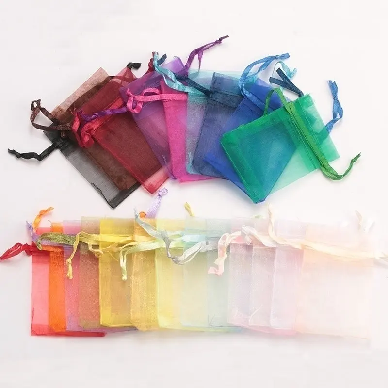 Wholesale 16 color 100pcs/lot 9*12cm organza Christmas wedding gift bags candy bag jewelry packing drawable organza bags&pouch