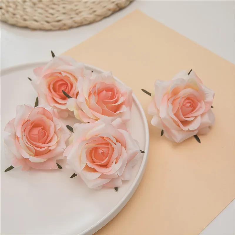 50PCS/lot Artificial Rose Flower Head 7CM European Retro Silk Flower Wedding Flowers Wall Floral Party Home Decorative