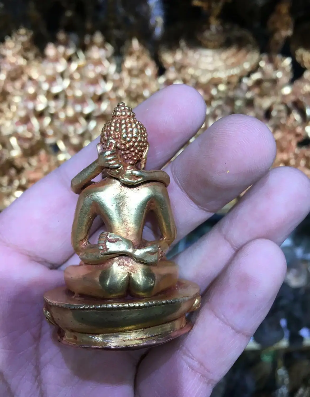 Nepal tibet bronze gold carved small buddhism buddha Chakrasamvara statue