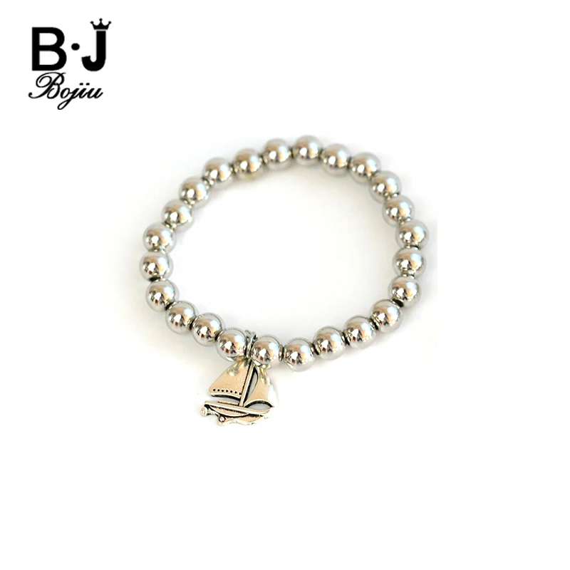 BOJIU Fashion Jewelry Women Men Gold Color Silver Color Super Quality Copper Beads Elastic Classic Bracelets BC99