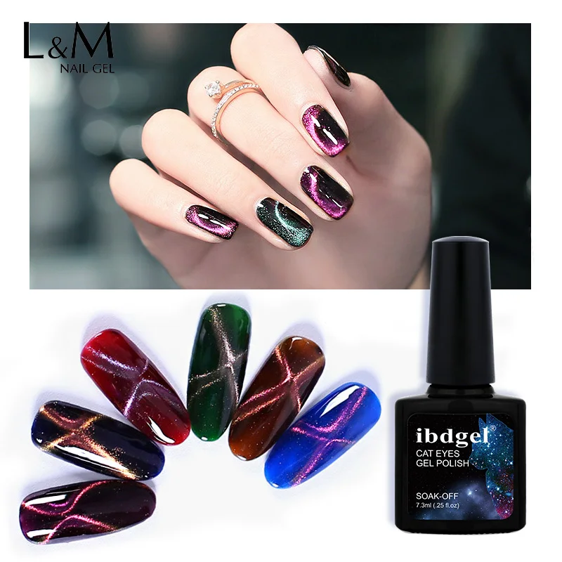 ibdgel brand Gel  Soak Off by UV LED Lamp Lacquer 7.3ml /bottle Nail Art Gel Polish Varnish Cat Eyes Gelak