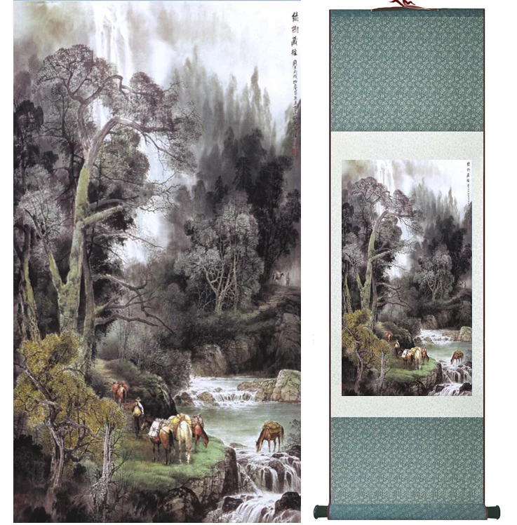 

landscape painting Home Office Decoration Chinese scroll painting mountain and River paintingPrinted painting042201