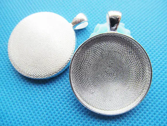 Free Shipping 20pcs Heavy Silver Plate Base Setting Tray Bezel Pendant Charm/Finding,Fit 30mm Cabochon/Cameo,DIY Accessory