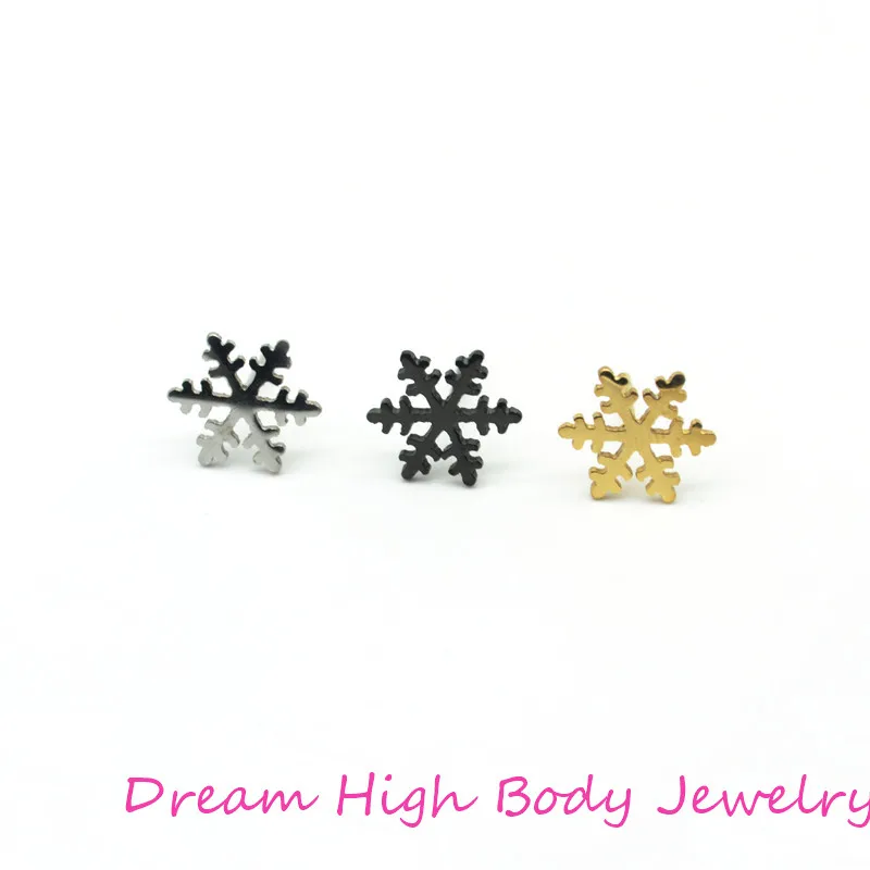 

Snow Flake Earring Ear Stud Snowflake Women Earrings Jewelry Xmas Gifts Fashion 316L Stainless Steel Gold Color Black