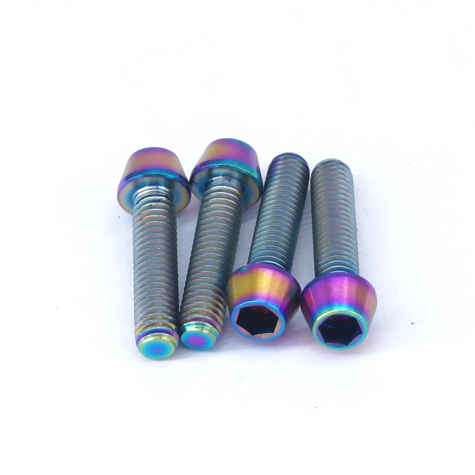 4 PCS M6x25mm Rainbow GR5 Titanium Cone Head Screw Bolts For Biketrial Hub