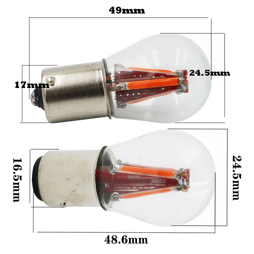 YSY 10pcs 1156 BA15S P21W 1157 BAY15D CAR LED Filament Light 4 COB Bulbs Turn Signal Tail Parking Reverse Lamp 12V 24V White Red