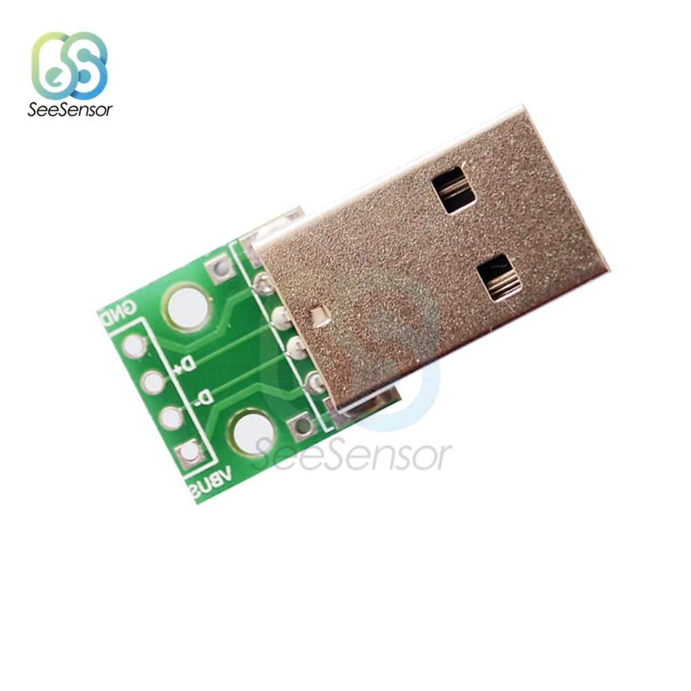 Conector macho adaptador USB a DIP, 10 piezas, 2,54mm, 4 pines, placa PCB, convertidor