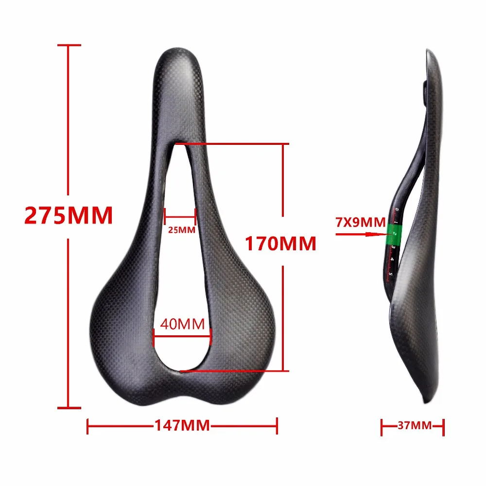 PURARAZA-Hollow Full Carbon Road Bike Seat, Matt Bicycle Parts, MTB Hollow Cushion, New, 275x147mm, 3K, 2018