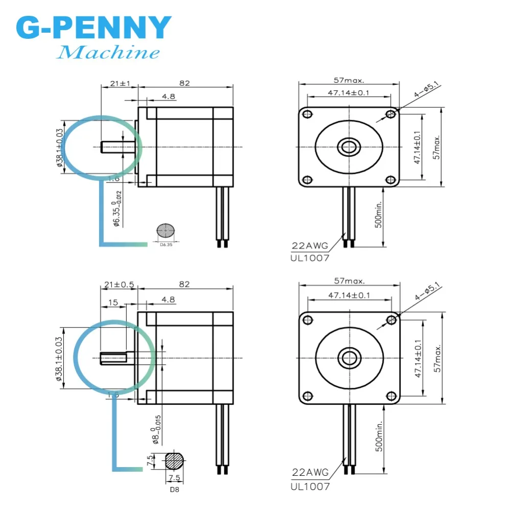 NEMA 23 CNC Stepper motor 57x82mm 3A 2.2N.m D=8mm 6.35mm 315Oz-in Nema23 CNC Router Engraving milling  machine 3D printer