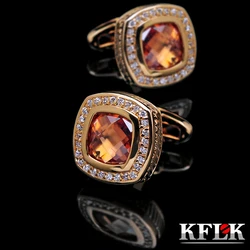 KFLK Jewelry shirt cufflinks for mens Gift Brand cuff buttons Crystal cuff link High Quality