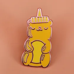 Honey bear enamel pin cute animal badge rose gold honey bottle brooch bee art jewelry sweet gift women shirt hat accessories