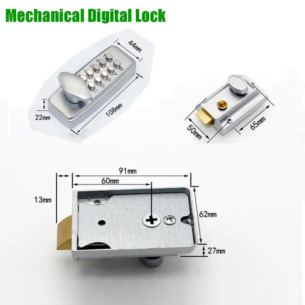 Mechanical Door Lock Keyless Deadbolt Digital Entry Door lock Zinc Alloy Wooden Door Gate Lock  Anti-Lock Anti-theft