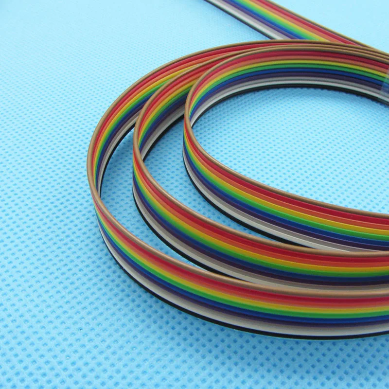 5 meters/lot Ribbon Cable 10 WAY Flat Cable Color Rainbow Ribbon Cable Wire Rainbow Cable 10P 1.27MM Pitch