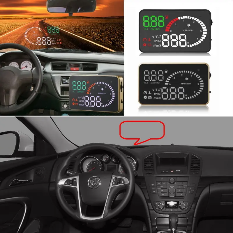 For Buick Regal/Excelle/Lacrosse/Encore/Emblem Car HUD Head Up Display AUTO Safe Screen Projector OBD II Connector