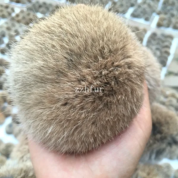 6pcs/lot 8cm Natural Real Rabbit Fur Ball Pom Poms Fluffy Fur Pompom DIY For Women Kids Winter Hat Skullies Beanies Knitted Cap