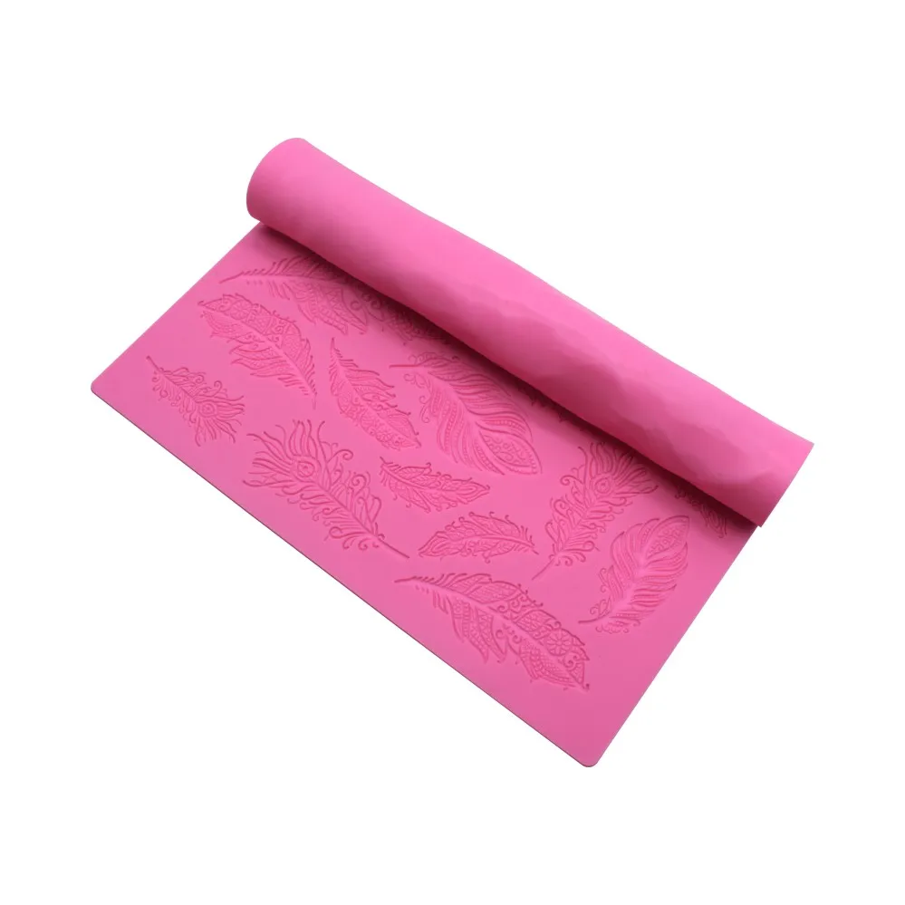 Feather Partten Cake Lace Mats Fondant Silicone Mold Fondant Cake Decorating Tools Cake Molds Kitchen Accessories