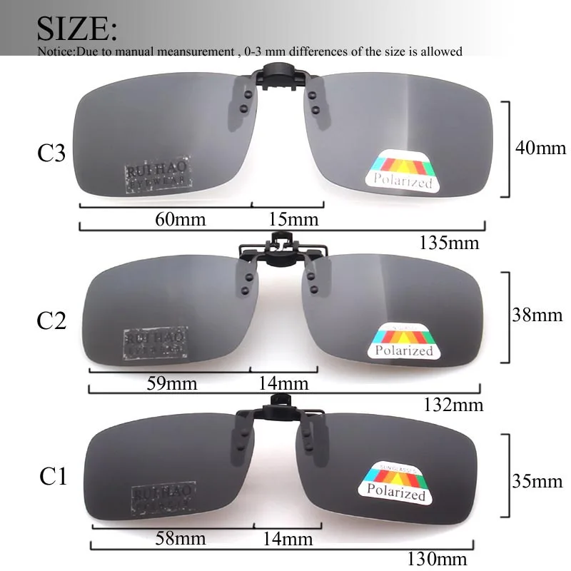 Grey Polarized Sunglasses Clip on Aviate Driving Sun Glasses Spectacles UV400 Goggles Eyeglasses Unisex Fashion Glasses Clip