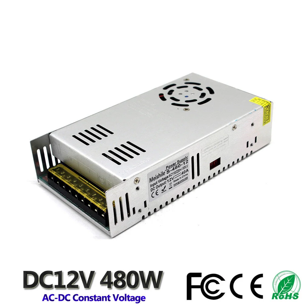 

480W 12V 40A Switching power supply Transformers AC110V 220V TO DC12V SMPS CCTV Monitoring Computer Project LED Strip Lights