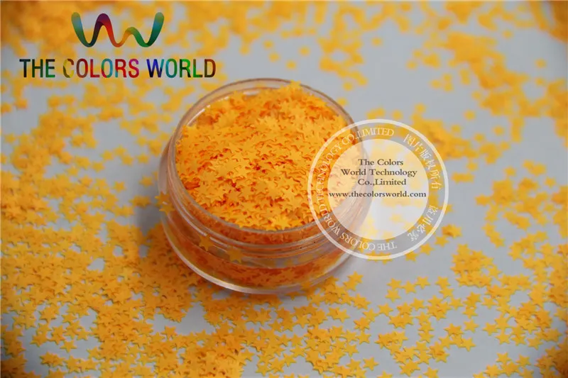 Solvent resistant Sparkles- Neon  Orange Color Stars-shaped Glitter Confetti for Nail Polish and DIY decoration 1Pack =50g