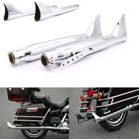 Universal Cafe Racer Motorcycle Exhaust Muffler Pipe Chrome Fishtail For Harley Touring Heritage E Glide Road King