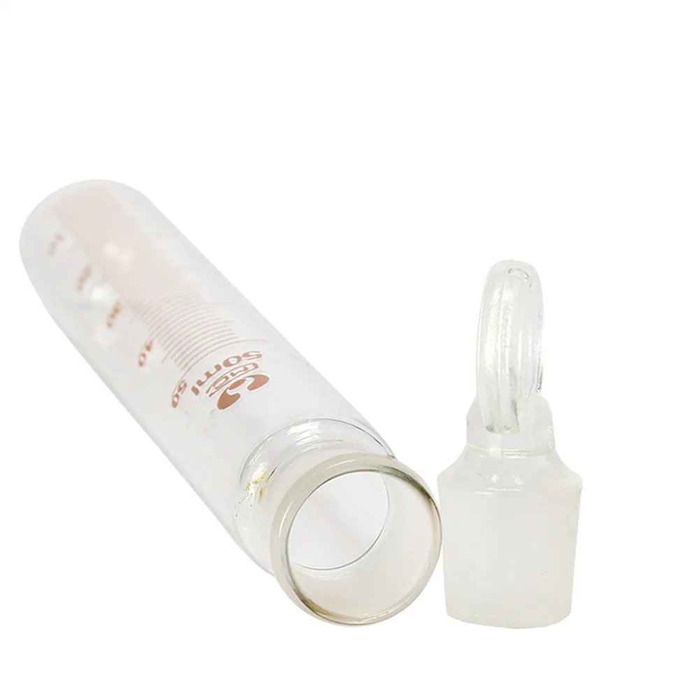 5pcs 5-50ml Graduated Lab Clear Glass Test Tube Round Bottom with Stopper Glassware