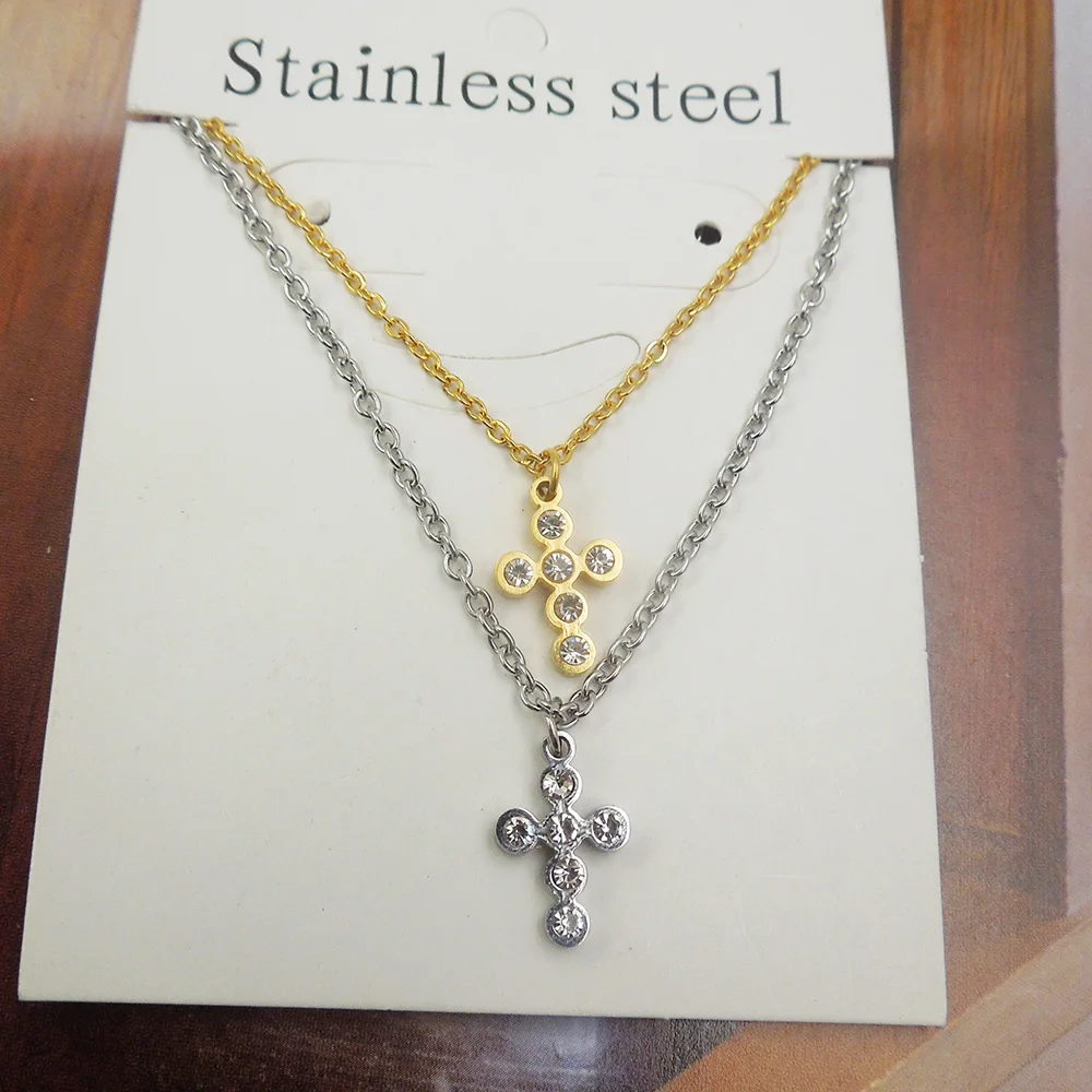 Stainless Steel Choker Cute Cross Star Lucky Chain Necklace Pendant For Women Lovers Bridesmaid Gifts